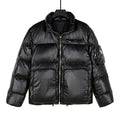 Prada Glossy Black Stand-Collar Puffer Jacket with Large Pockets