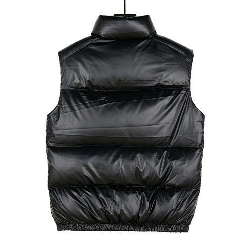 Prada Glossy Black Stand-Collar Puffer Vest with Large Pockets