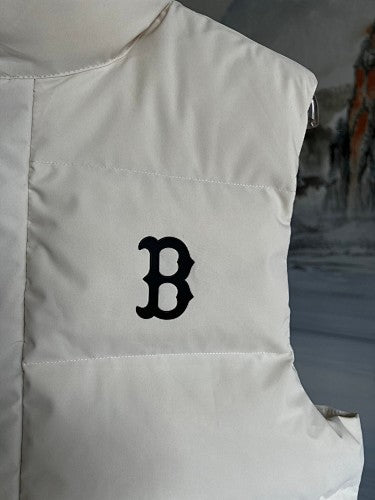 MLB B Logo Unisex White Stand-Collar Down Vest