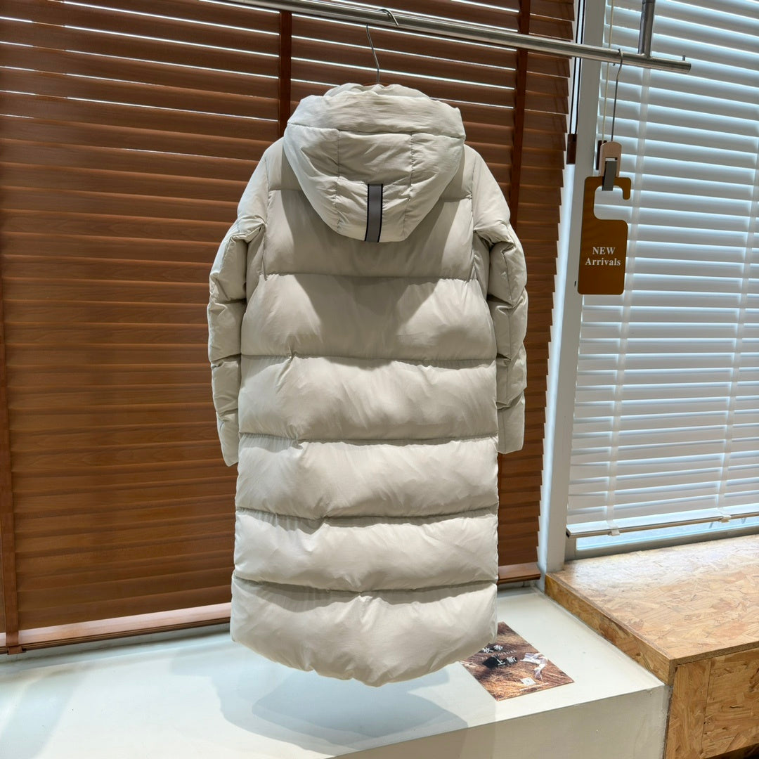 Canada Goose Women's Long Hooded Puffer Coat in Ivory
