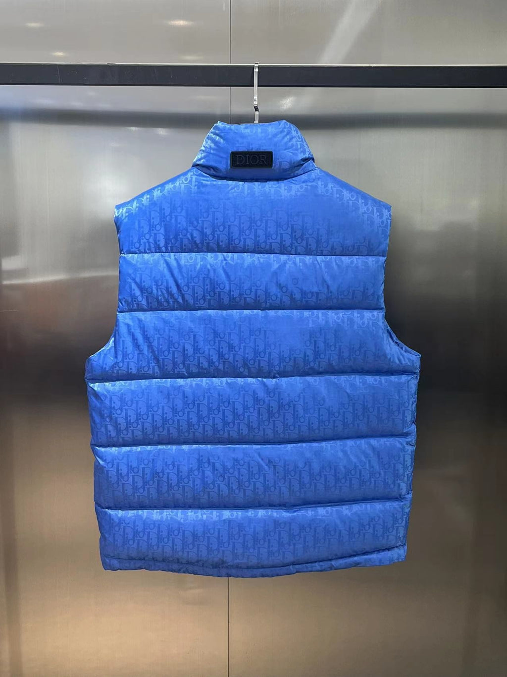 Dior Blue Monogram Stand-Collar Puffer Vest