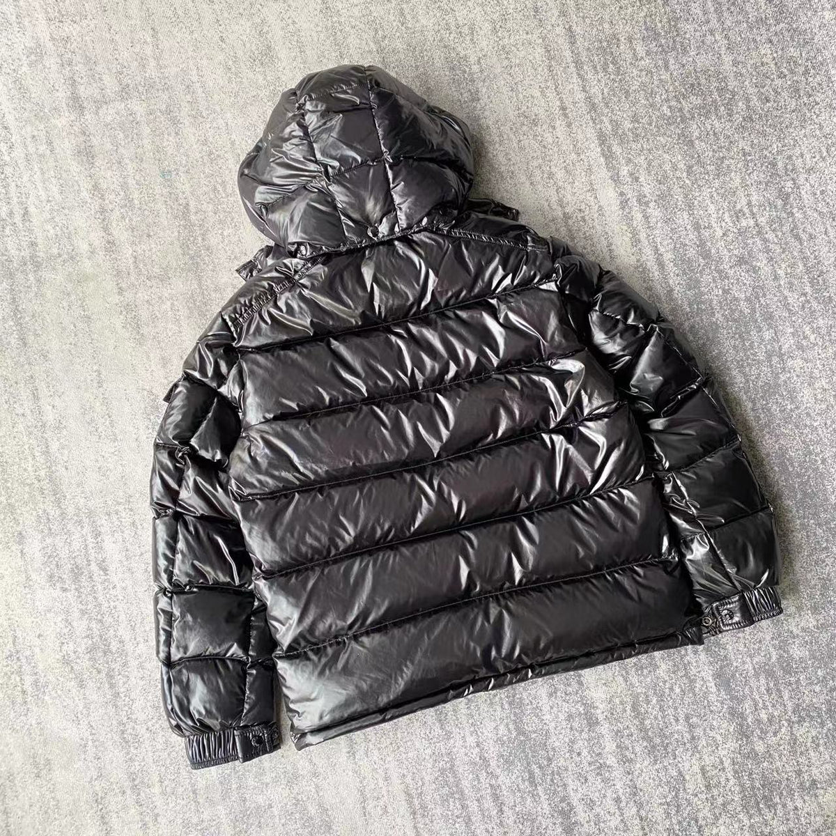 Moncler Maya Glossy Black Hooded Puffer Jacket
