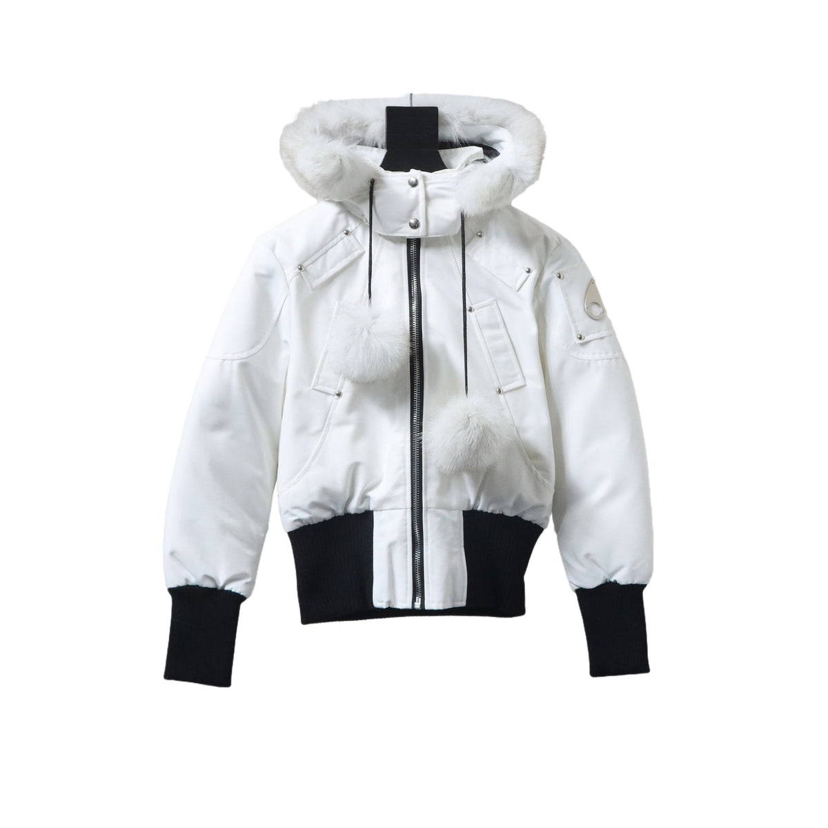 Moose Knuckles Original Debbie Hooded Bomber Jacket - White