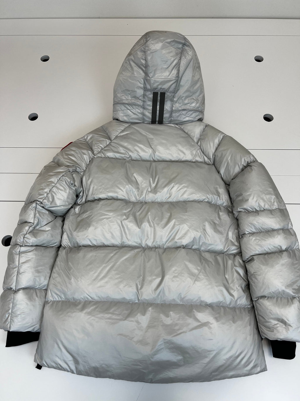 Canada Goose Women's Metallic Silver Hooded Puffer Jacket