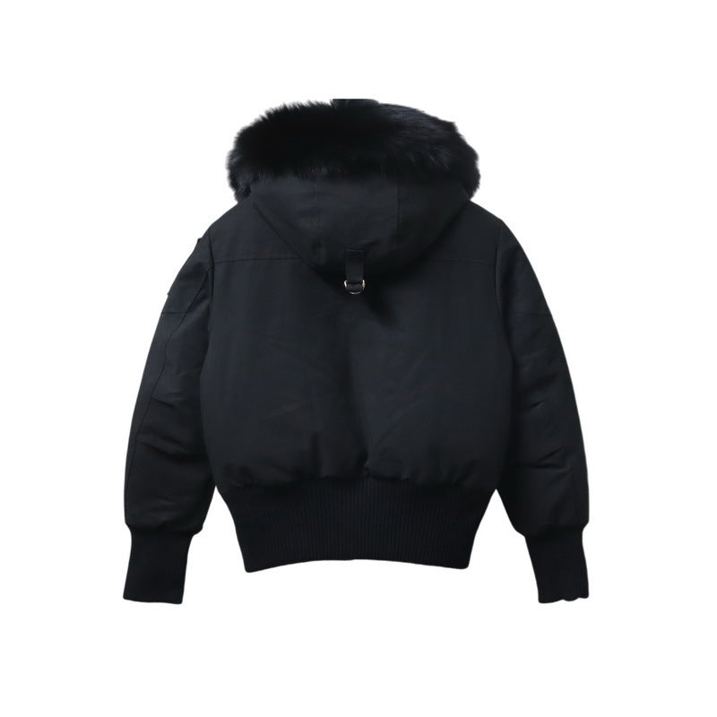 Moose Knuckles Gold Debbie Hooded Down Bomber Jacket - Black