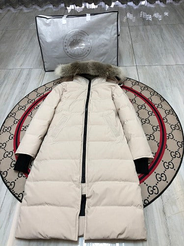 Canada Goose Women's Long Hooded Puffer Coat - Ivory
