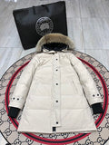 Canada Goose Women's Long Hooded Puffer Coat - Cream