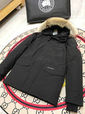 Canada Goose Unisex Hooded Parka with Flap Pockets - Black