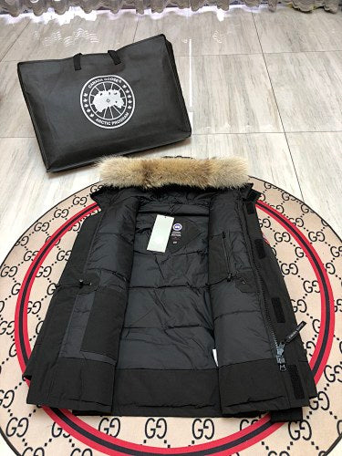Canada Goose Unisex Hooded Parka with Flap Pockets - Black