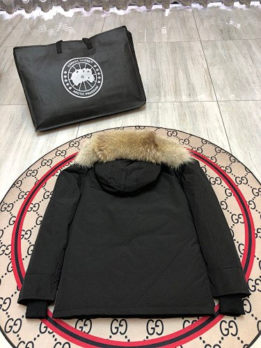 Canada Goose Unisex Hooded Parka with Flap Pockets - Black
