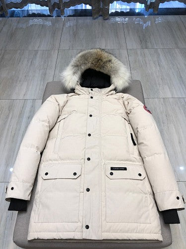 Canada Goose Long Hooded Puffer Coat - Cream